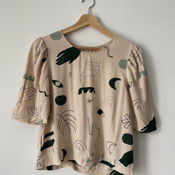 EVE GRAVEL pink and green blouse - Picture 3 of 5